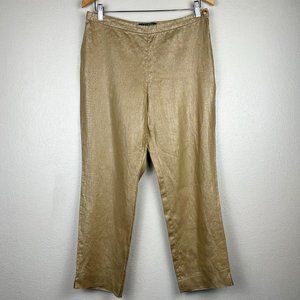 Lauren Ralph Lauren 100% Linen Pants Cropped Gold Neutral Size 10P (32" Waist)